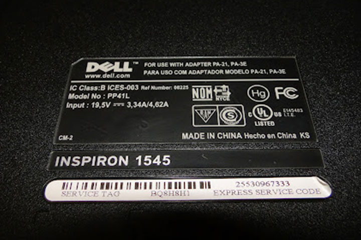 Kiểm tra thời hạn bảo hành laptop Dell trên thân laptop